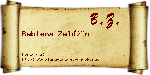 Bablena Zalán névjegykártya